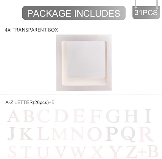 QIFU Baby Shower Boxes Decoration, 31 Pieces Transparent Balloon Box + 27 - Image 2