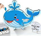 Whale Guest Book Alternative, Personalized Wooden Ocean Wedding Keepsake by Handmade