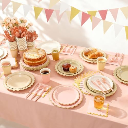 Mimorou 342 Pcs Rose Gold Party Supplies Plates Napkins Cups - Image 5