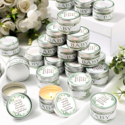 MTLEE Eucalyptus 24 Pcs Baby Shower Party Favors Candles Lavender Scented Baby Shower Favors for Guests Rustic Tealights Candles Gender Reveal Return Gifts(Sage Green, 1.2 oz) - Image 4