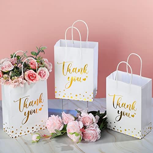 PerKoop 60 Pack Thank You Paper Gift Bags, Classic, White - Image 2