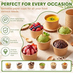 Honeydak 200 Pcs 4 oz Kraft Paper Ice Cream Cups Disposable Dessert Bowls for Hot or Cold Food Brown Paper Snack Containers for Sundae, Frozen Yogurt, Soup Baby Shower Party Supplies - Image 3