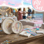 Teddy Bear Gender Reveal Baby Shower Decorations for 40 Guests, We Can Bearly Wait Baby Shower Plates and Napkins Set, Pink Blue Bear Party Supplies, Neutral Baby Shower Tableware Decor - Image 4