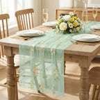 Artoid Mode 6PC Floral Sage Green Embroidery Table Runner 120 Inch 10FT - Image 2