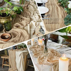 28 Pack Beige Cheesecloth Table Runner 17x108 Inch Semi Sheer Boho Gauze Cheese Cloth Fabric Table Runners, for Wedding Party Baby Shower Birthday Home Decor Garden Farmhouse - Image 5