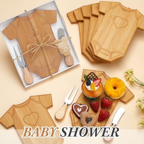 Ziliny 12 Set Baby Shower Prizes Clothing Cheese Board Gift Set,Bamboo - Image 4