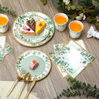 Ziliny 350 Pcs Sage Green Party Supplies Serves 50 Disposable Eucalyptus Paper Plates Napkins Cups Plastic Cutlery Tableware Set for Wedding Birthday Bridal Shower Tea Party Decoration - Image 4