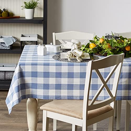 DII Buffalo Check Collection, Classic Farmhouse Tablecloth, 60 x 104, Stonewash Blue - Image 5