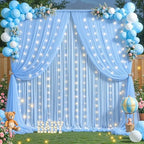 Baby Blue Tulle Backdrop Curtain for Parties Wedding,20ft x 10ft Wrinkle Free Curtain Backdrop,2 Layer Drapes for Backdrop,Polyester Back Drop for Bridal Shower Birthday Baby Shower Photography - Image 3