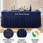 4 Pack Spandex Navy Blue Tablecloths for 8 Foot Rectangle Tables, Fitted Table Cloth 8ft Stretchy Tablecover Skirt for Parties Weddings Birthday Banquet Baby Shower - Image 3
