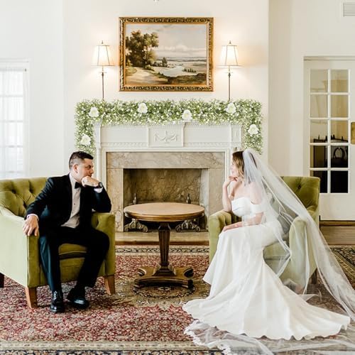 2 Pcs 5.8ft Artificial Baby Breath Flower Vines, Babys Breath Artificial Flowers Real Touch Faux Gypsophila Hanging Fake Baby's Breath Garlands for Wedding and Baby Shower Decor（White） - Image 5