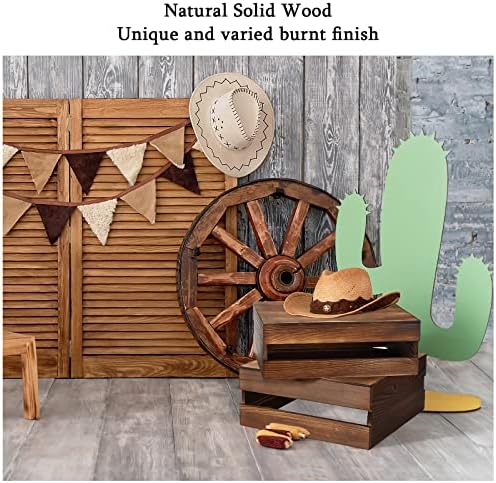 Sieral 4 Pcs Wood Cupcake Stand Dessert Risers for Party,Burnt Wood - Image 6