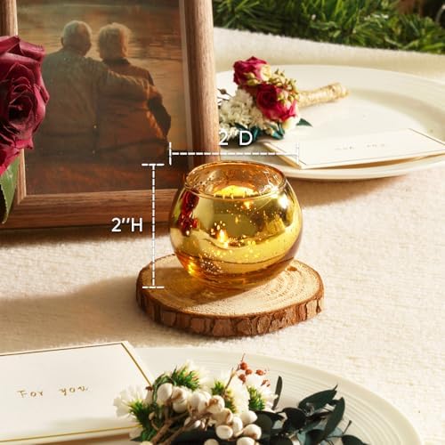 Homemory 24 Pcs Gold Votive Candle Holders, Round Mercury Glass Candle Holder, Tealight Candle Holders for Table Centerpieces, Baby Shower,Anniversary, Wedding, Home Decor, Halloween, Christmas - Image 2
