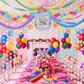 Dunzoom 36 Pcs Fancy Pastel Birthday Party Decorations Kit with Crepe Paper Streamers Fan Star Garland Balloon Fancy Princess Birthday Decor for Hanging Baby Shower Wedding Party Supplies by Dunzoom