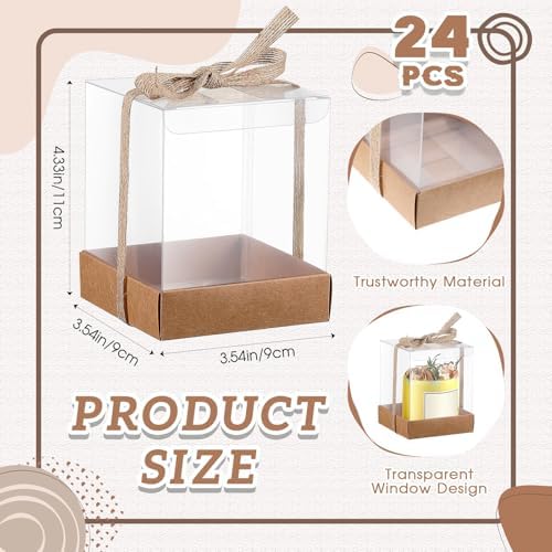 36 Set 3.5x3.5x4 in Candle Gift Package Transparent, Brown, 24 Set - Image 2