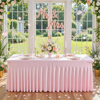 4 Pack Pink Spandex Tablecloths for Rectangle Tables 8 Foot Pink Stretch Table Cloth Rectangle 8ft Elastic Fitted Table Cover with Skirt for Wedding Baby Shower Girl Birthday Party Banquet Buffet - Image 2