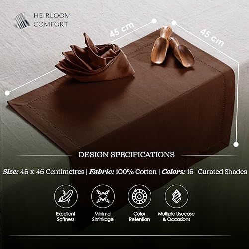 Brown Cloth Dinner Napkins 18x18 Inch - 12 Pack - Soft, Absorbent, Durable, Reusable, Washable - 100% Cotton with Hemstitch Mitered Edges - Ideal for Farmhouse Décor, Fall, Weddings - Image 6