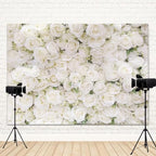 15x8ft Flower Backdrop White Rose Floral Photography Background Engagement Ceremony Bridal Shower Wedding Party Banner Decorations Kids Birthday Newborn Baby Shower Portrait Photo Booth Prop - Image 4