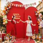 Red Arch Backdrop Cover 7.2FT 6FT Spandex Arch Covers Stretchy Backdrop Set of 2, Double-Layer Wrinkle Free Wedding Arch Stand Cover Party Backdrop Curtains for Baby Shower Birthday Party Decoration - Image 2