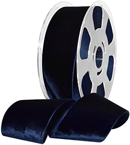 Morex Ribbon Nylvalour Velvet Ribbon, Nylon, 2 inches by 11 Yards, Navy, Item 01250/10-419, 2" by 11 yd, by MorexRibbon