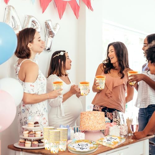 Ziliny 200 Pcs Sweet as Can Bee Baby Shower Paper Plates Napkins Cups Honey Bee Party Decoration Honeybee Party Supplies Disposable Tableware Set for 50 Guest Boy Girl Birthday - Image 3