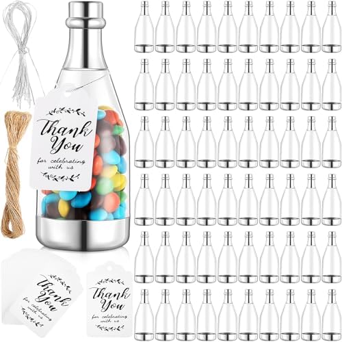 Gerrii 60 Pcs Mini Champagne Bottles Plastic Candy Container Set with Tags by Gerrii