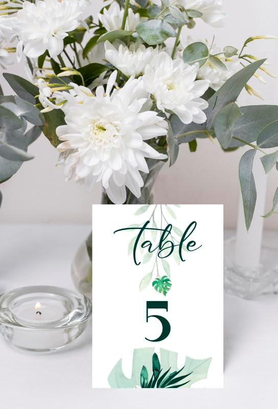 Green Leaf Table Number Cards Double Sided Party Table Numbers for Reception Baby Shower Anniversary Birthday Bridal Party 4x6 Inch, 100 - Image 2