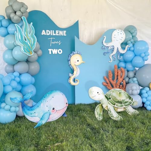 Eaasty 5 Pcs Under the Sea Party Decoration, 12-28" Ocean Animal Cutouts - Image 2