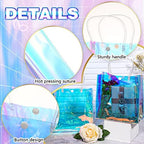 Sherr 25 Pcs Clear Holographic Small Gift Bag Iridescent Reusable PVC Plastic Gift Wrap Tote Bag for Shopping Wedding Birthday Baby Shower Party Favor, 7.87" x 7.87" x 3.15" - Image 3