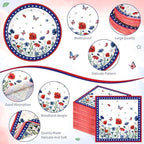 Funnymoom 434 Pcs Patriotic Floral Party Decorations Paper Plates Serve 48 - Image 2