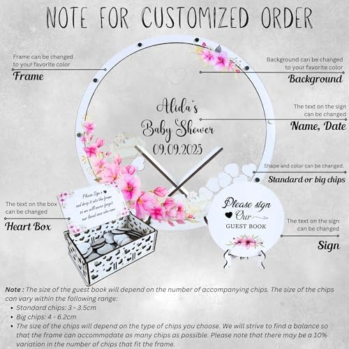 Baby Shower Guest Book Alternative Girl, Wildflower Wooden Drop Box Frame - Image 6