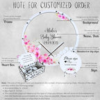 Baby Shower Guest Book Alternative, Circle Floral Wood Drop Heart Box Sign - Image 5