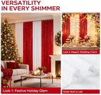 ShinyBeauty Red and White Backdrop Curtains 2x8ft 4 Panels Christmas Decor - Image 4