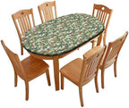 A Winter's Day Fabric Collection - Winter Chickadees White Print Oval Table Cloths Waterproof & Stain Resistant Elastic for Dining Camping Indoor and Outdoor Fits for 42" x 60" Oval Table by ZNCTFMR