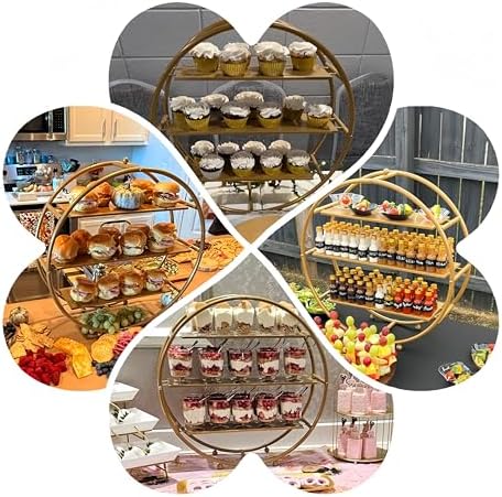 Gold 3 Tier Metal Cupcake Stand Tiered Dessert Display Serving Tray - Image 5