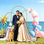 Wedding Arch Backdrop Stand, Gold Metal, Set of 3, 7.2FT, 6.6FT, 6FT, for Party, Bridal Shower, Floral Balloon Decoration - Image 3
