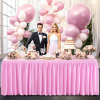 Pink Polyester Table Cloth for Rectangle Tables 6ft, Wrinkle Free Fitted Table Cover 6ft Stretch Tablecloths with Pleated Ruffle Skirt for Parties Weddings Birthday Banquet Baby Shower - Image 6