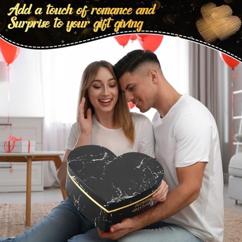 Glenmal 3 Pcs Heart Shaped Gift Boxes with Lids,Black Marble - Image 6