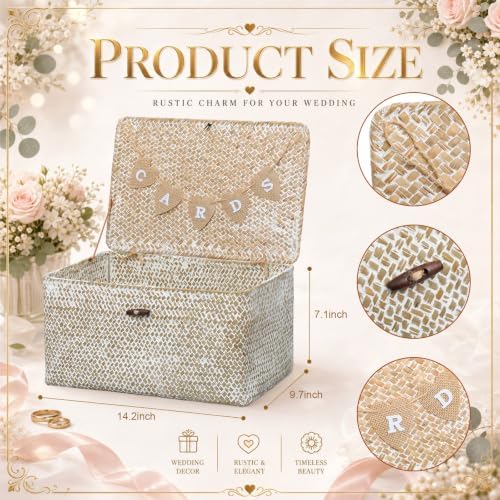Geelin Seagrass Wedding Card Basket with Card Banner,14 Inch,White - Image 2