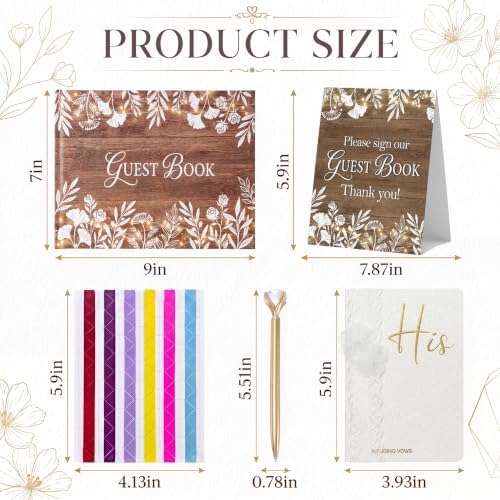 Wedding Guest Book and Vow Book Set Wood Grain Photo - Image 2