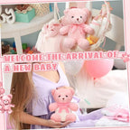 Seenelling 6 Sets Bear Diaper Changing Baby Shower Game Kit, Pink - Image 4