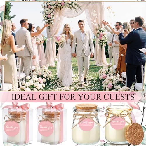 MTLEE 20 Sets Wedding Candle for Guests Pink Glass Jars Bridal Shower Favor - Image 3