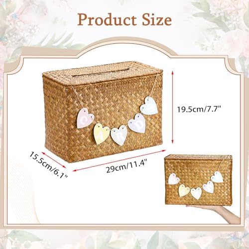 Hipiwe Handwoven Decorative Wedding Card Basket Wicker Card Receiving Box - Image 3