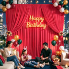 40x10FT Backdrop Curtains with Rod Pockets - Wrinkle Free Photo Stage Backdrop 8 Panels Curtains Drapes for Photography Wedding Party Baby Shower Decorations (Red) - Image 4