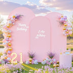 Set of 3 Arch Backdrop Covers(7.2ft, 6.6ft, 6ft) - Premium Stretchy Spandex Backdrop Arch Stand Cover for Baby Shower,Wedding,Party Decor Chiara Cover with Double-Sided Design(Pink Lavender) - Image 4