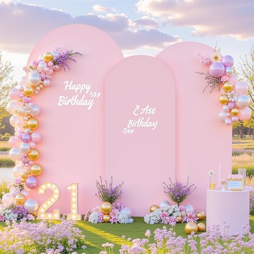 Set of 3 Arch Backdrop Covers(7.2ft, 6.6ft, 6ft) - Premium Stretchy Spandex Backdrop Arch Stand Cover for Baby Shower,Wedding,Party Decor Chiara Cover with Double-Sided Design(Pink Lavender) - Image 4