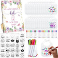 Panitay 100 Pcs DIY Baby Bibs Decorating Kit 50 White Bibs 25 Stencils 24 Markers 1 Baby Shower Game Sign by Panitay