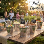 10 Pcs Galvanized Metal Buckets with Handle Include 5" Mini Candy Tin Bucket Plastic Scoops Serving Tongs Chalkboard Picks Markers Candy Bar Containers Birthday Party Wedding Buffet Supplies - Image 4