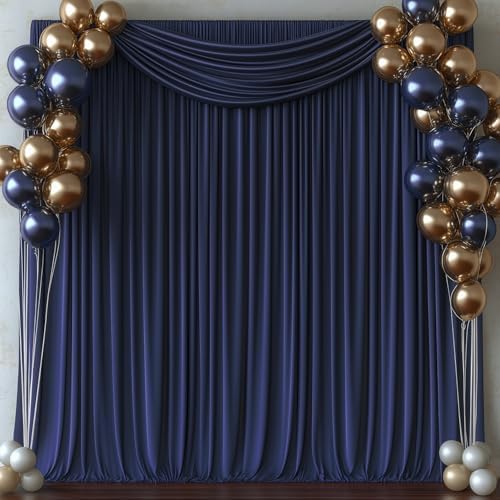 30x10FT Navy Blue Backdrop Curtains for Wedding Parties, Wrinkle Free Photo Backdrop Curtains for Wedding Birthday Party Baby Shower, Fabric Drape with Rod Pockets 5ft x 10ft, 6 Panels by Unknown