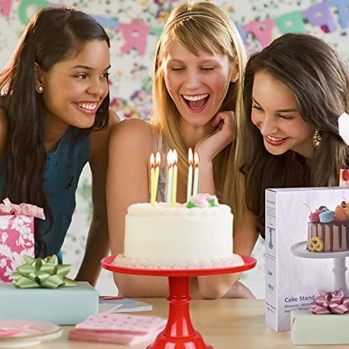 Round Cake Stand, 11 Inch, Black, Melamine, Dessert Cupcake Display Tray for Wedding, Birthday, Party, Baby Shower, Christmas (RED) - Image 7